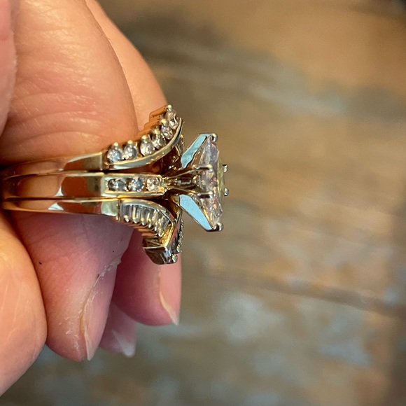 Marquis Diamond Wedding Set Sz 7.25. CAN BE RESIZED - Picture 5 of 8